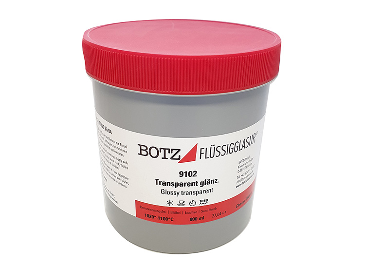 Nestelasite puna- ja valkosavelle Botz 0,8L - läpinäkyvä ja kiiltävä, sopii myös ruoka-astioille