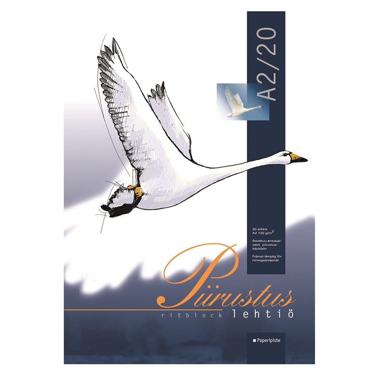 Piirrustuslehtiö 120G A2 /20 - puuvapaa Joutsenmerkitty paperi