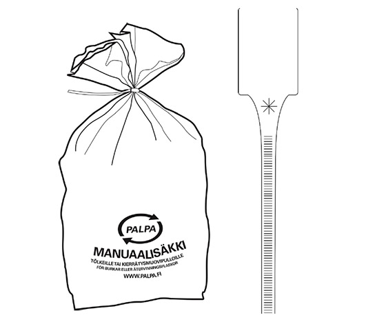 Palpa manuaalisäkki sulkimella - keräyssäkki tölkeille tai muovipulloille