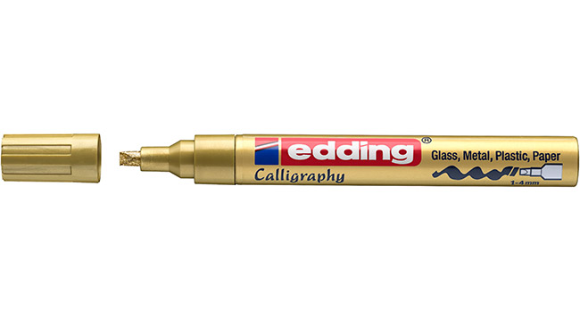 Kalligrafiakynä edding 755 1-4 mm kulta - pysyvä muste lähes kaikille pinnoille