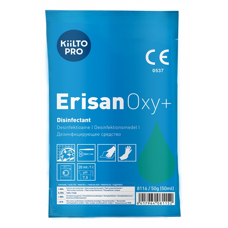 Desinfektioaine Erisan Oxy+ 50g pss - mm. lääkintälaitteille, tekstiileille, veri- ja eritetahroille