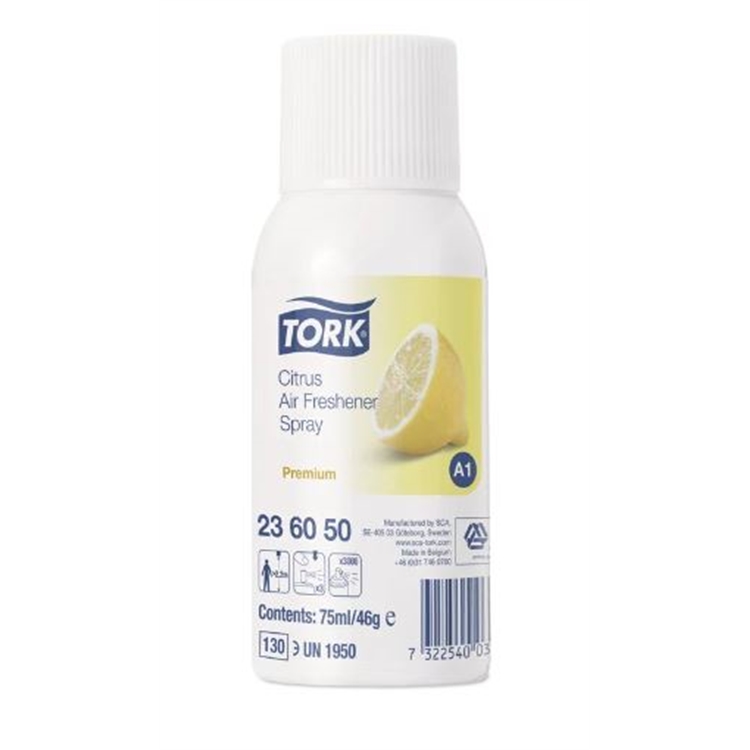 Ilmanraikastin Tork Citrus Spray A1 - tuoksuöljyä ja hajuja neutraloivia aineita