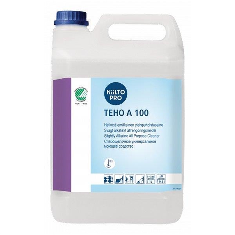Puhdistusaine Kiilto Teho A 100 5L - ympäristöystävällinen heikosti emäksinen yleispuhdistusaine