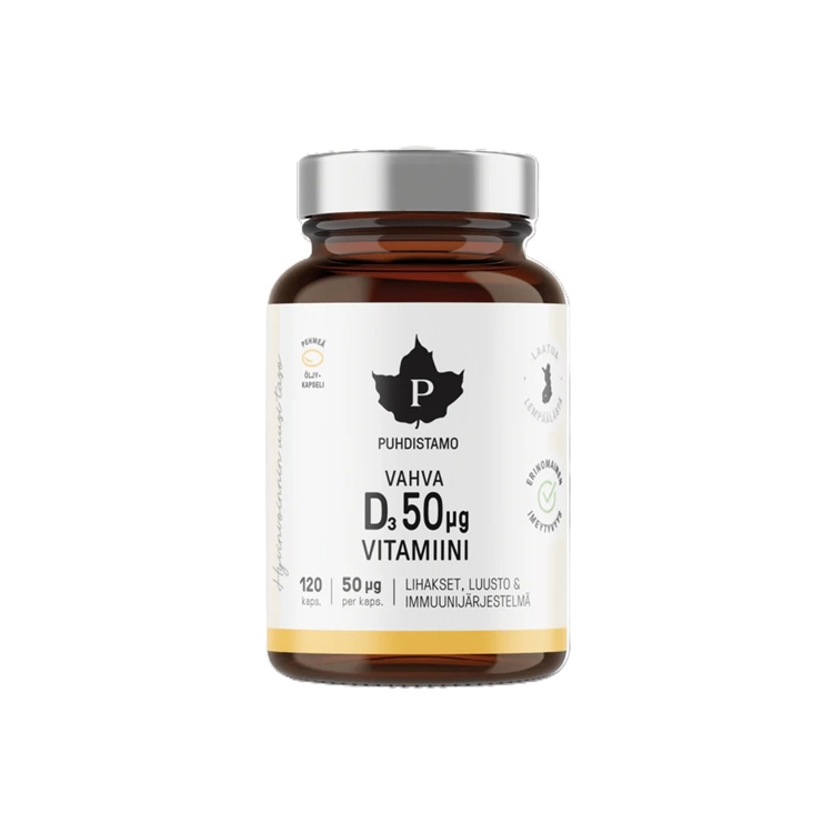 Vitamiini Puhdistamo Vahva D-vitamiini 50 ug /120 kapselia