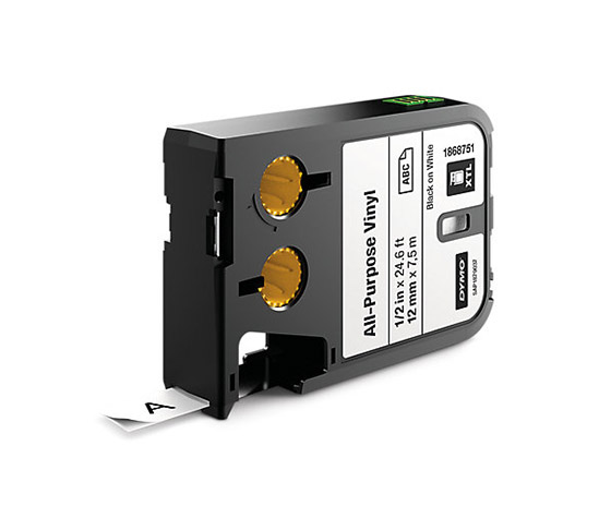 Vinyylitarra Dymo XTL 12mm 7m musta/valkoinen