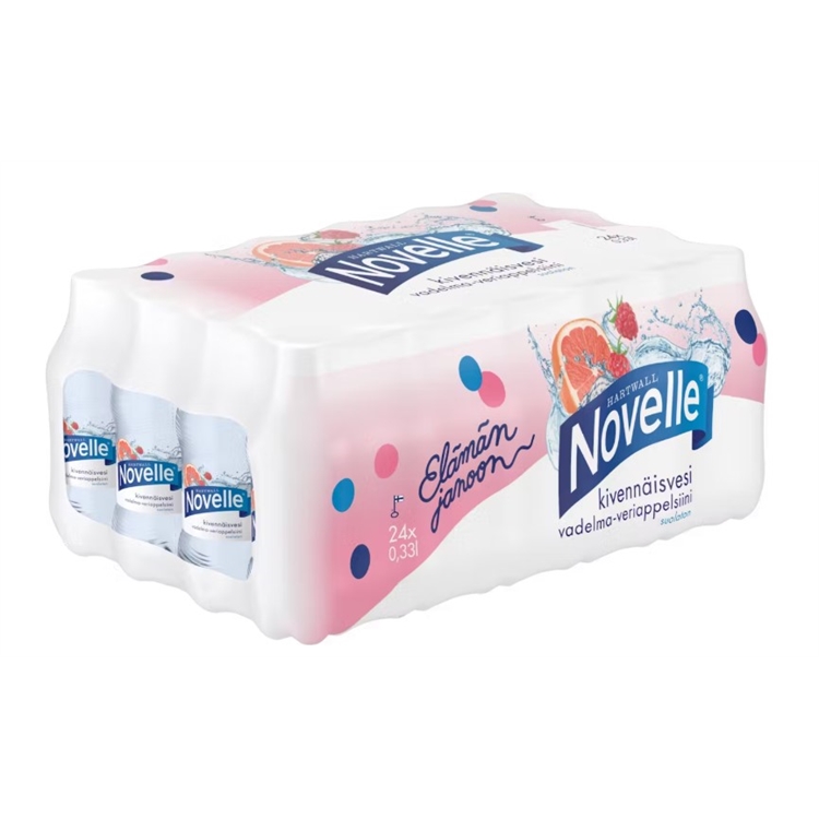 Kivennäisvesi Novelle vadelma-veriappelsiini 0,33 /24 kpl (ei sis pantti) - suolaton, sokeriton