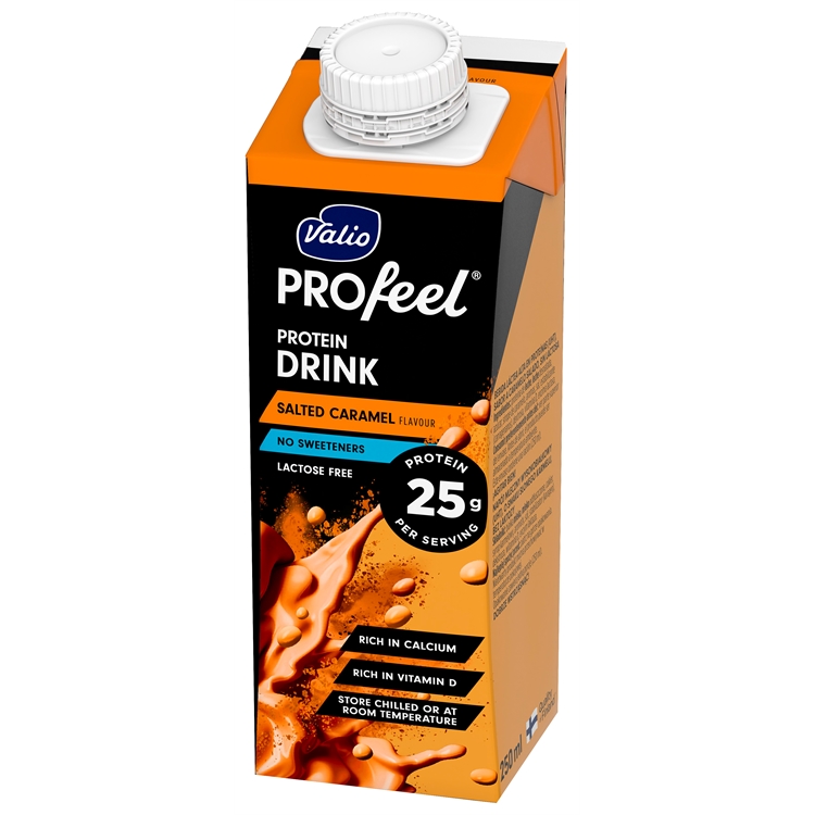 Proteiinijuoma PROfeel salted caramel UHT laktoositon 2,5 dl - ei lisättyä sokeria, hyvä välipala
