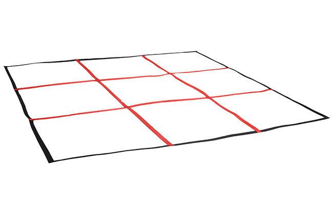 Askelneliö Edge 152 x 152 cm - 9-osainen ruudukko jalkapallotreeneihin, sis säilytyspussin