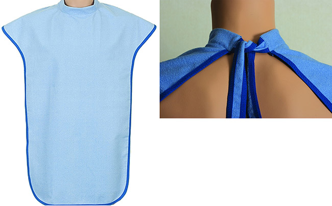 Ruokalappu sininen nauhakiinnitys