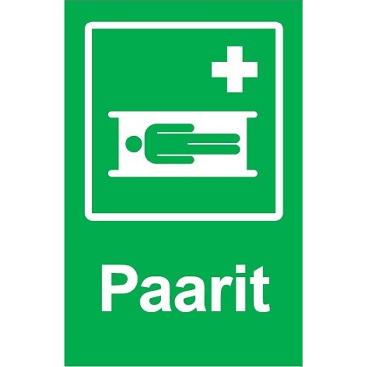 Opastekyltti pelastustyötä helpottavat laitteet