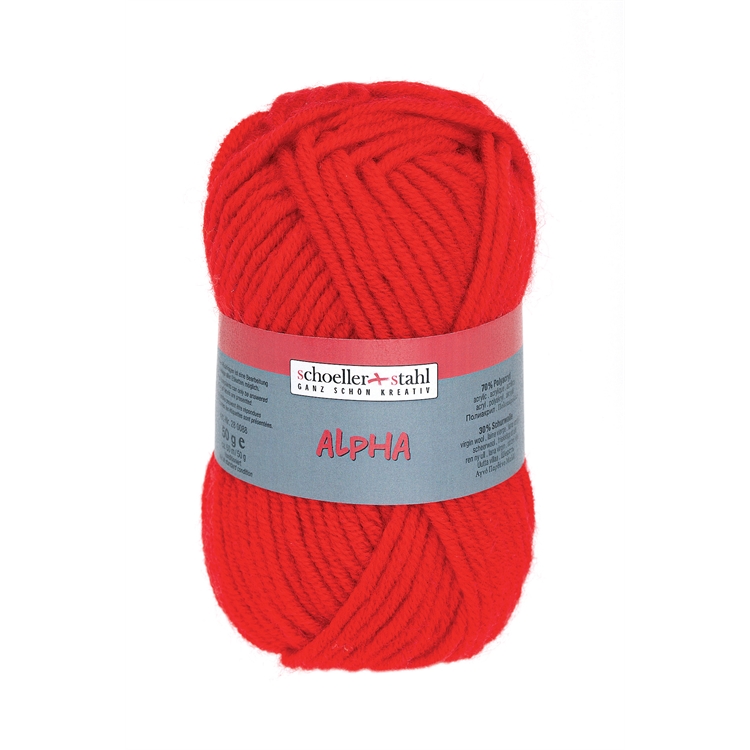 Neulelanka Alpha punainen 50g - 70% akryyli, 30% villa, Öko-Tex-standardi 100 -sertifikaatti