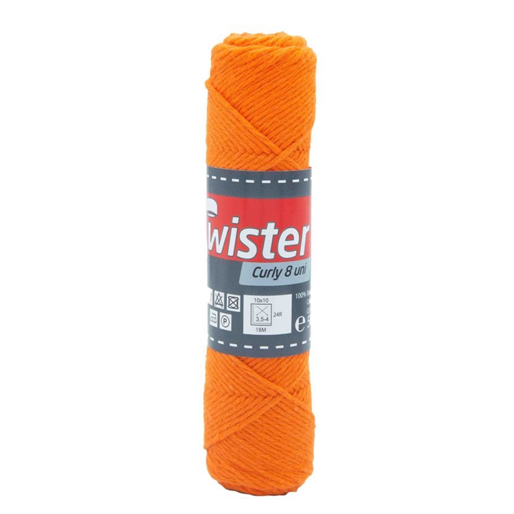 Puuvillalanka Curly oranssi 50g - virkkaa tai neulo, Öko-Tex-standardi 100 -sertifikaatti
