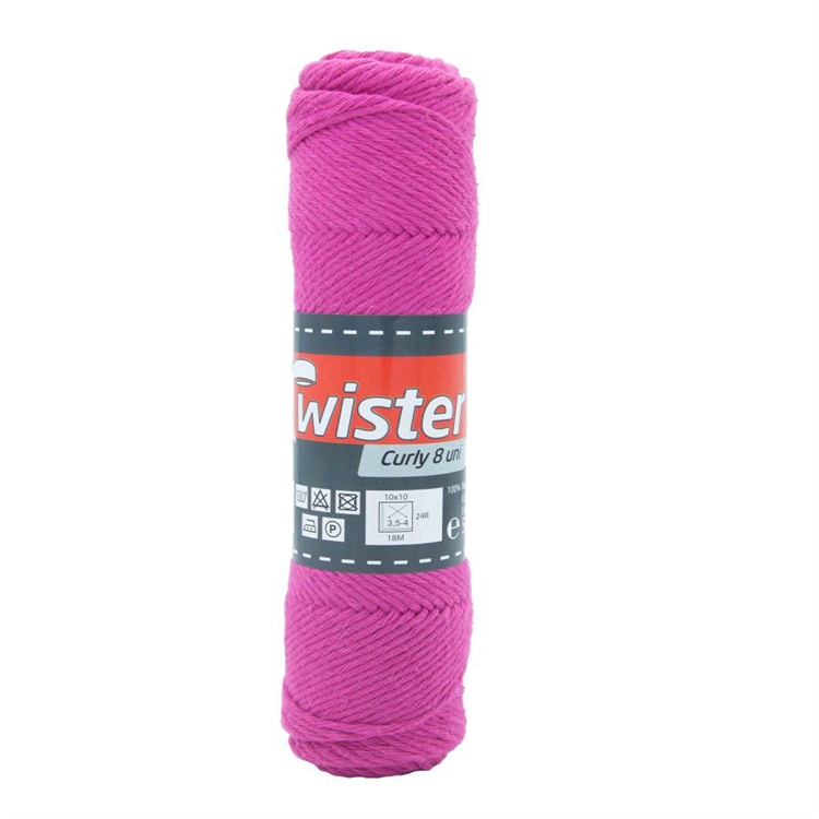 Puuvillalanka Curly pinkki 50g - virkkaa tai neulo, Öko-Tex-standardi 100 -sertifikaatti