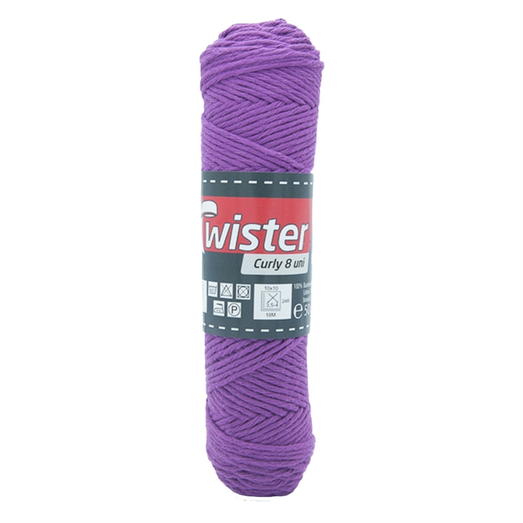 Puuvillalanka Curly lila 50g - virkkaa tai neulo, Öko-Tex-standardi 100 -sertifikaatti