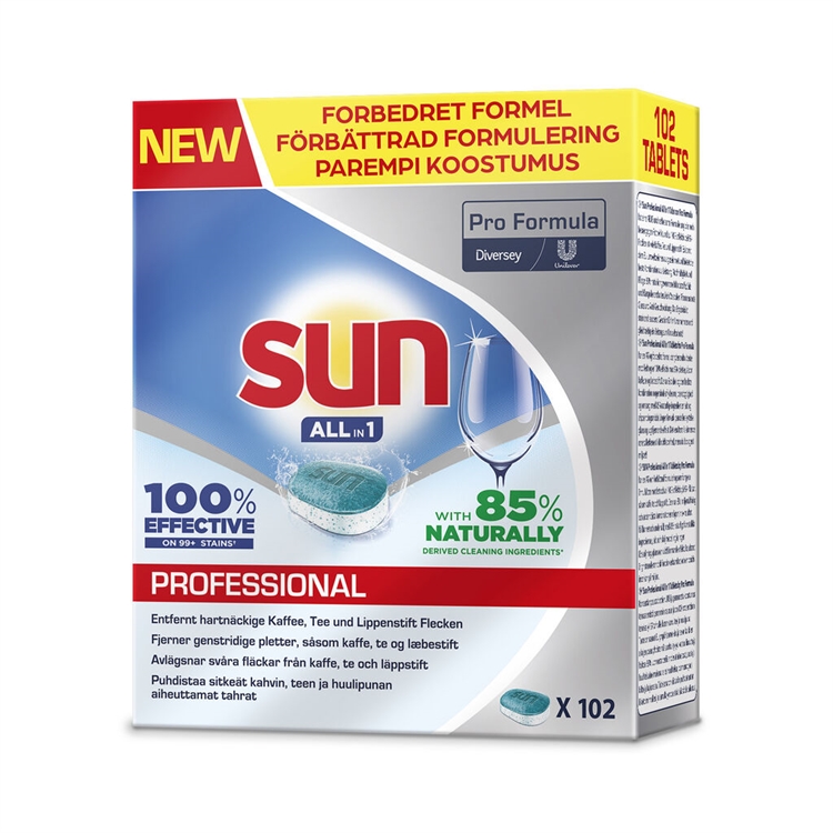 Astianpesutabletti Sun Pro Formula All-in-1 /102 kpl ltk - EU Ecolabel, 70 % luonnosta peräisin