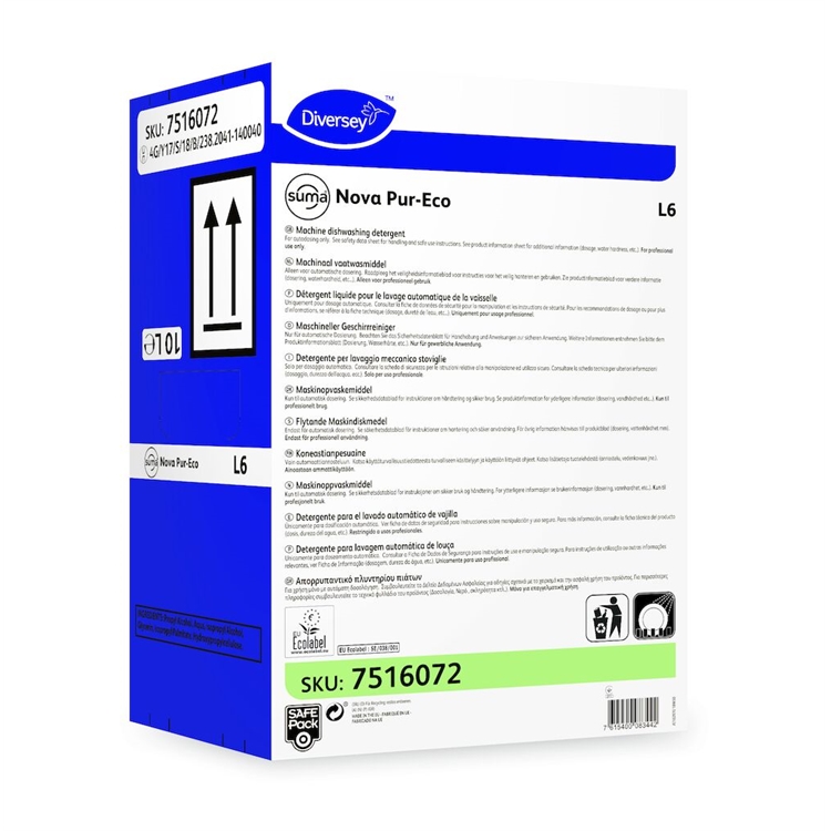 Koneastianpesuaine Suma Nova Pur-Eco L6 10l Safepack - EU Ecolabel, nestemäinen tiiviste