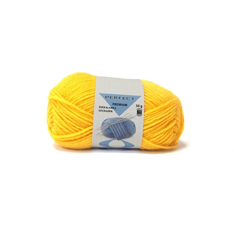 Neulelanka Perfect Premium 6 keltainen 50g - 75 % villa, 25 % polyamidi, OEKO-TEX® Standard 100