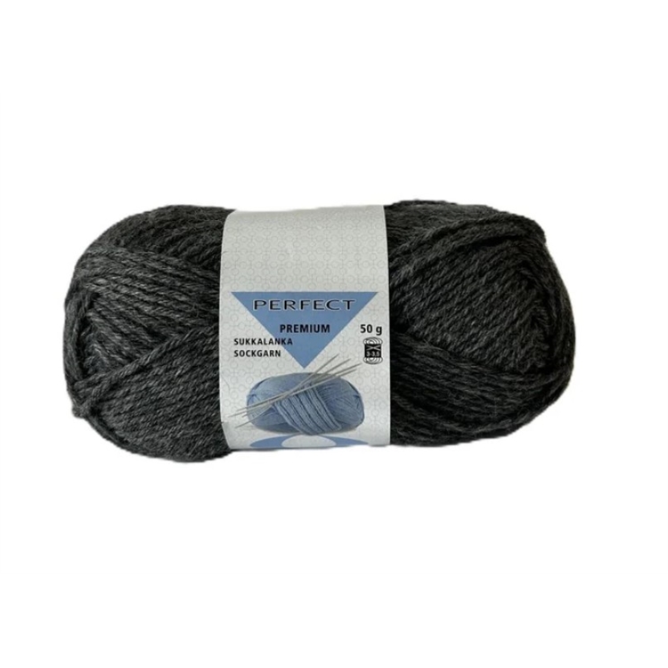 Neulelanka Perfect Premium 6 tummanharmaa 50g - 75 % villa, 25 % polyamidi, OEKO-TEX® Standard 100