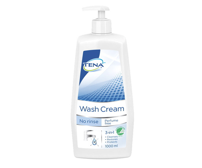 Pesuvoide TENA ProSkin Wash Cream 3-in-1 4258 hajustamaton 1L - vaihtoehto vedelle ja saippualle