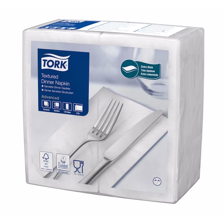 Lautasliina Tork Textured dinner 1/8 valkoinen /50 kpl pkt