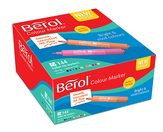 Huopakynä Berol Colour Marker värilajitelma /144 - muste pestävissä useimmista kankaista