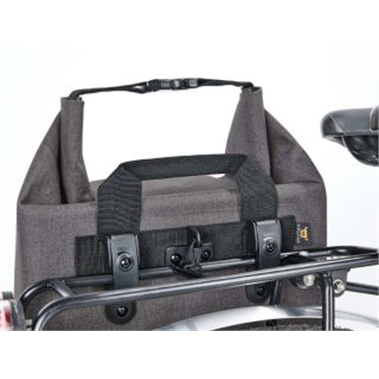 Sivulaukku pyörään - vedenpitävä, vegaaninen, kantokahva, heijastin