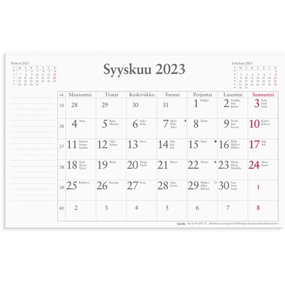Kuukausikalenteri (refill) 2023 - Burde