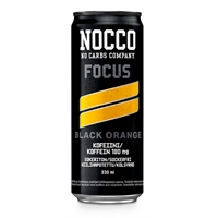 Energiajuoma Nocco Focus Black Orange 0,33 L /24 (ei sis. panttia) - kofeiinia, vitamiineja