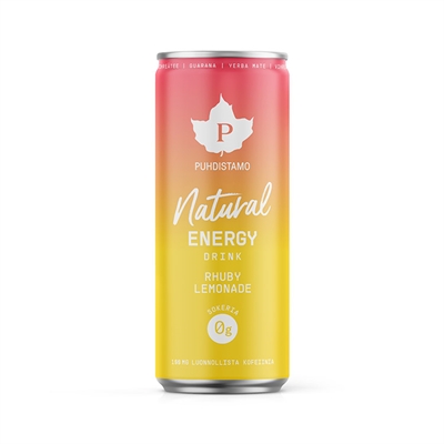 Energiajuoma Puhdistamo Natural Rhuby Lemonade 330ml (ei sis. panttia) - ei mitään ylimääräistä