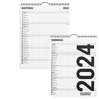 Perhekalenteri Black and white 2024 - Burde kalenteri