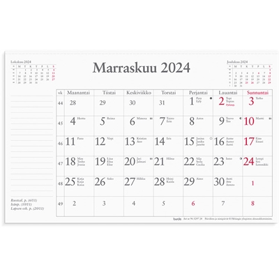 Kuukausikalenteri (refill) 2024 - Burde kalenteri