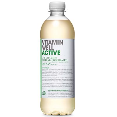 Vitamiinivesi Vitamin Well Active 500ml /12-pack (pantti ei sis.) - biotiini, foolihappo, C + E