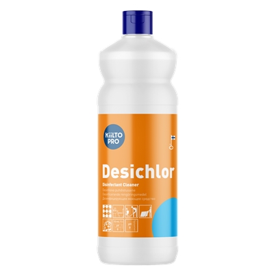 Desinfioiva puhdistusaine Kiilto Pro Desichlor Unscented 1 L - kaikille vettä sietäville pinnoille