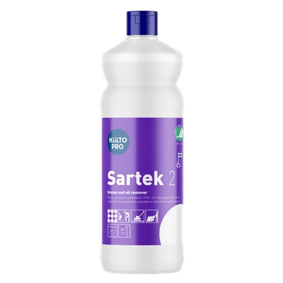 Puhdistusaine Kiilto Pro Sartek 2 1 L - myös öljy- ja rasvalian poistoon, voimakkaasti emäksinen