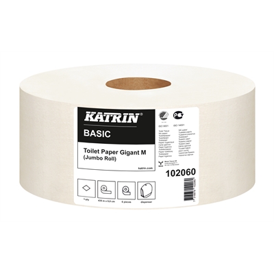 Wc-paperi Katrin Basic Gigant M /6 rll - kotimainen, luonnonvalkoinen, kierrätyskuituinen jättirulla