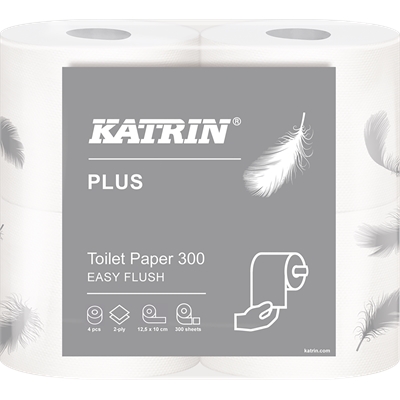 Katrin Plus Toilet 300 EasyFlush 2-kertainen valkoinen /20 rll säkki