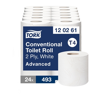 WC-paperi Tork Advanced 2-krt 120261 /24 rll säkki - kierrätyskuiduista valmistettu, valkoinen
