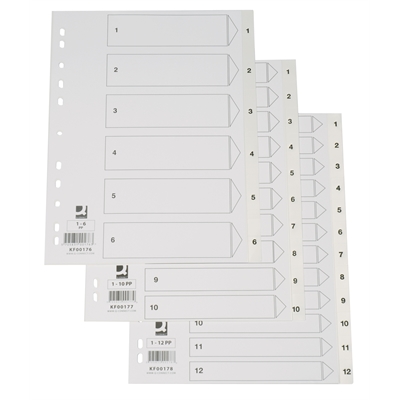 Hakemisto / välilehdet Q-Connect A4 1-12 PP muovi valkoinen