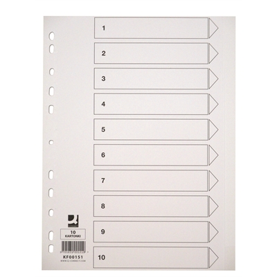 Hakemisto / välilehdet Q-Connect A4 10-osainen blanko kartonki valkoinen