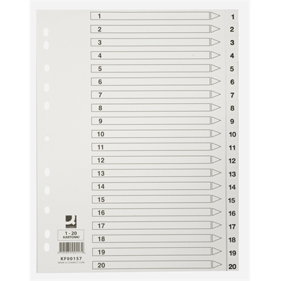 Hakemisto / välilehdet Q-Connect A4 1-20 kartonki valkoinen