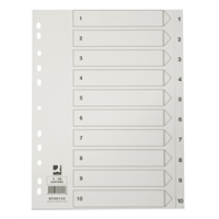 Hakemisto / välilehdet Q-Connect A4 1-10 kartonki valkoinen