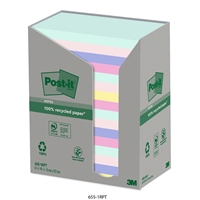 Viestilappu Post-it Eko 76X127 mm värilajitelma /16 - 100% kierrätyspaperia, kierrätyspakkauksessa