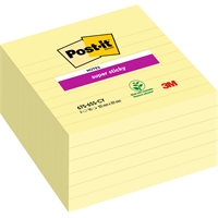 Viestilappu Post-it Super Sticky 101x101 viivat Canary Yellow 6 kpl - PEFC-sertifioitu paperi
