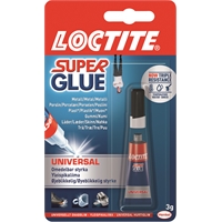 Pikaliima Loctite Super Glue Universal 3g - kuivuu nopeasti, kestää konepesua, iskuja ja lämpöä