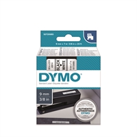 Tarrakasetti Dymo D1 40913 9mm valkoinen/musta - 100 % kierrätysmuovia, FSC-sertifioitu tarrapaperi