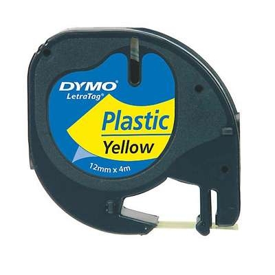 Teippi Dymo Letratag 12mm keltainen/musta