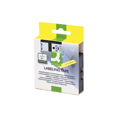Tarrakasetti Q-CONNECT® 40910 9mm kirkas/musta - vaihtoehtoinen tarrakasetti Dymo tarratulostimiin