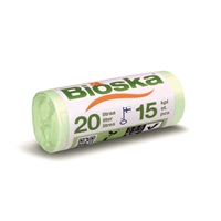 Jätepussi Bioska 20 l/15 - 100 % biohajoava ja tuulivoimalla tuotettu