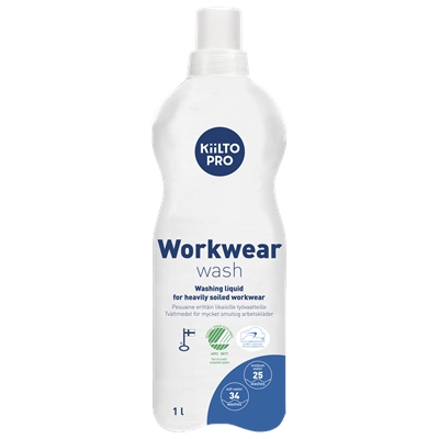 Pyykinpesuneste Kiilto Pro Workwear - hajusteeton erikoispesuneste työvaatteille 40 - 60 °C