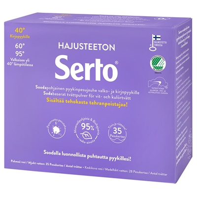Pyykinpesujauhe Serto 1350 g hajusteeton - sisältää soodaa ja tahranpoistoainetta